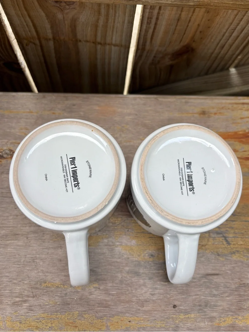 Set of 2 Pier 1 Imports His & Hers Better Half Stoneware Mugs